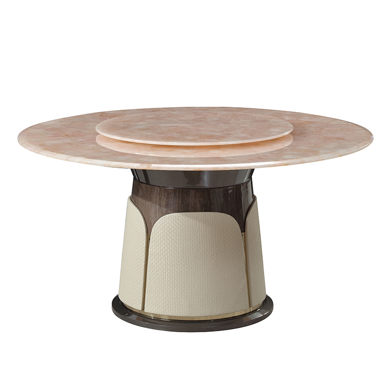 New Design Embossed Microfiber Round Dining Room Table Set