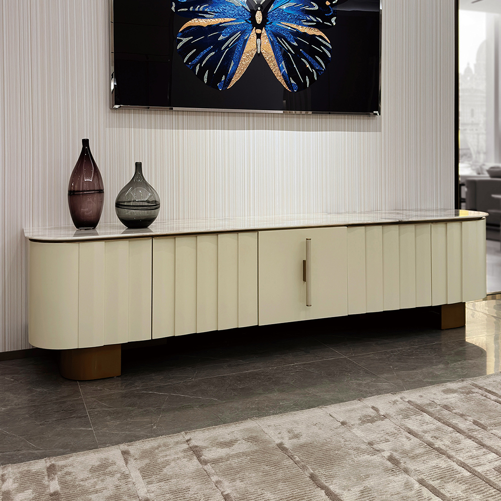 Marble Panel TV Stand - Elegant Entertainment Center for Modern Living Spaces