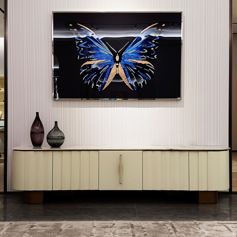 Marble Panel TV Stand - Elegant Entertainment Center for Modern Living Spaces