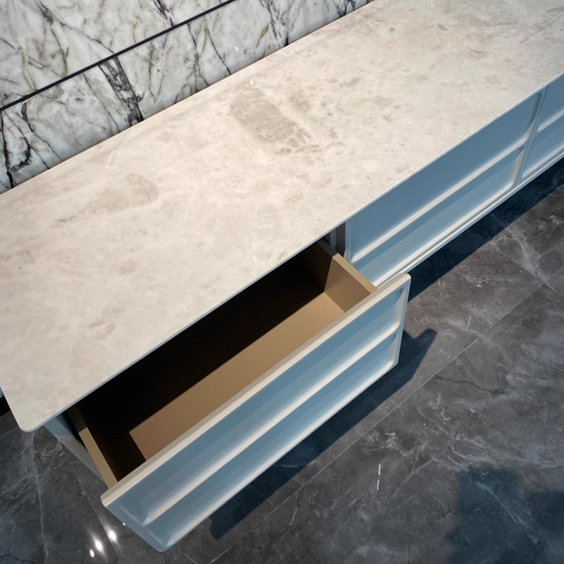 Marble Panel TV Cabinet with Metal Legs