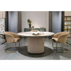 Modern dining chair champagne gold metal base dining chair