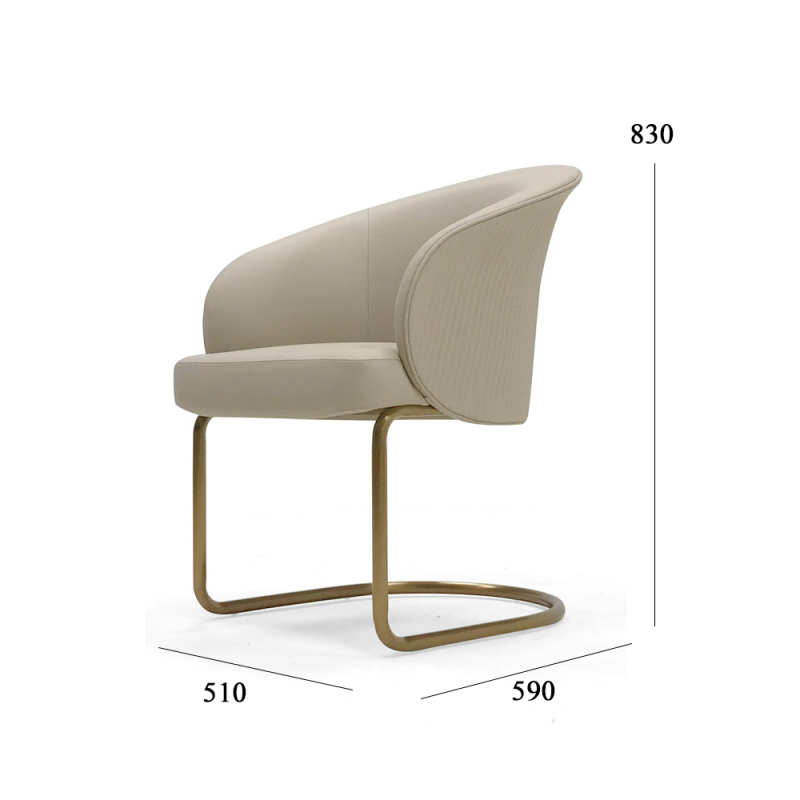 Modern dining chair champagne gold metal base dining chair