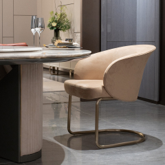 Modern dining chair champagne gold metal base dining chair