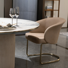 Modern dining chair champagne gold metal base dining chair