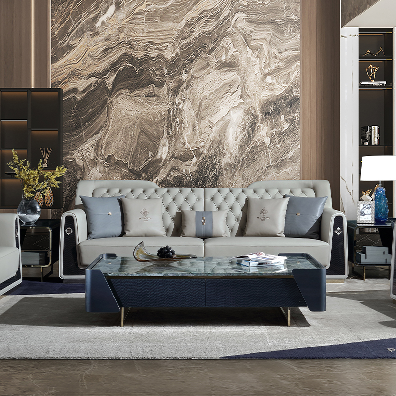 Elegant Sophistication: Champagne Gold Mirrored Living Room Sofa