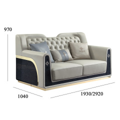 Elegant Sophistication: Champagne Gold Mirrored Living Room Sofa
