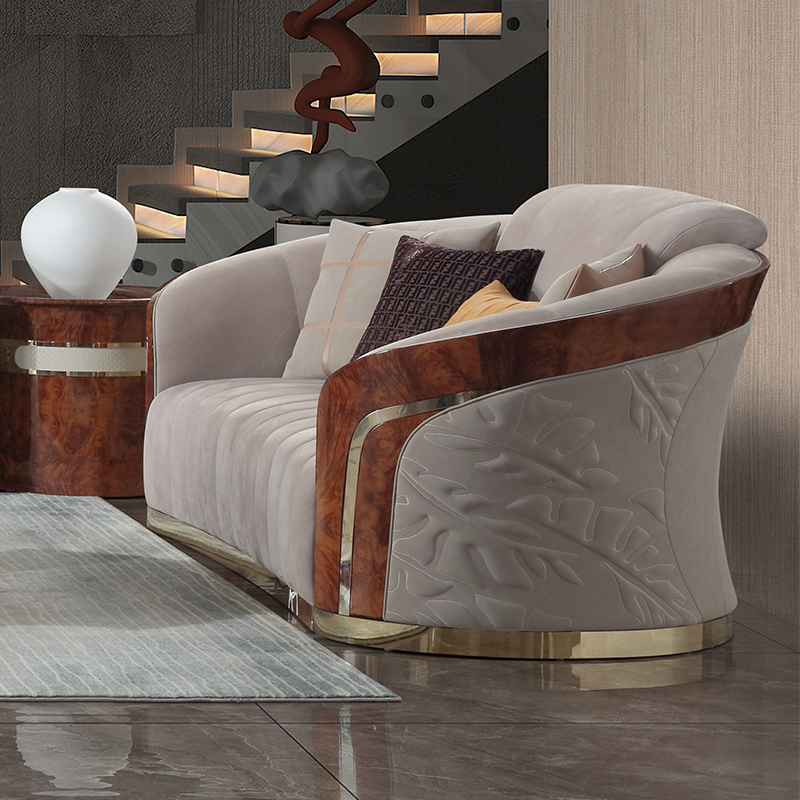Elegant Embossed Leather Living Room Coffee Table - Modern Centerpiece