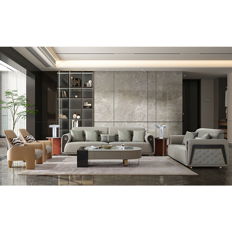 Modern Black and White Ebony Veneer Living Room Sofa