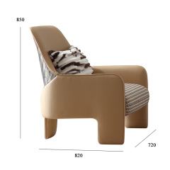 Microfiber leather wood veneer/fabric modern living room leisure chair