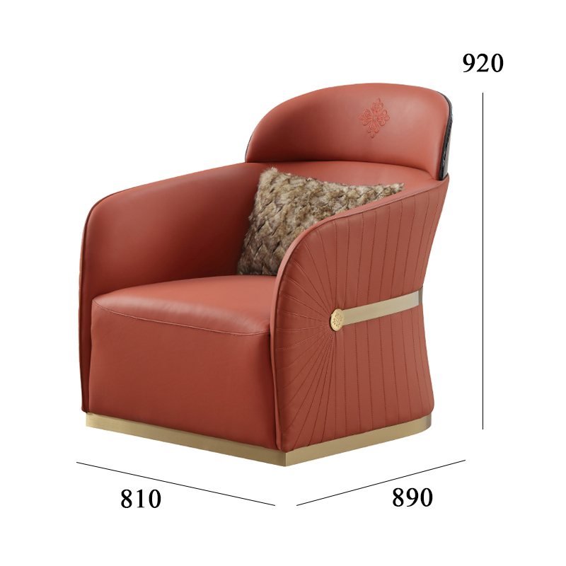 Leisure Furniture Brushed Champagne Gold Half Leather Living Room Lounge Chair