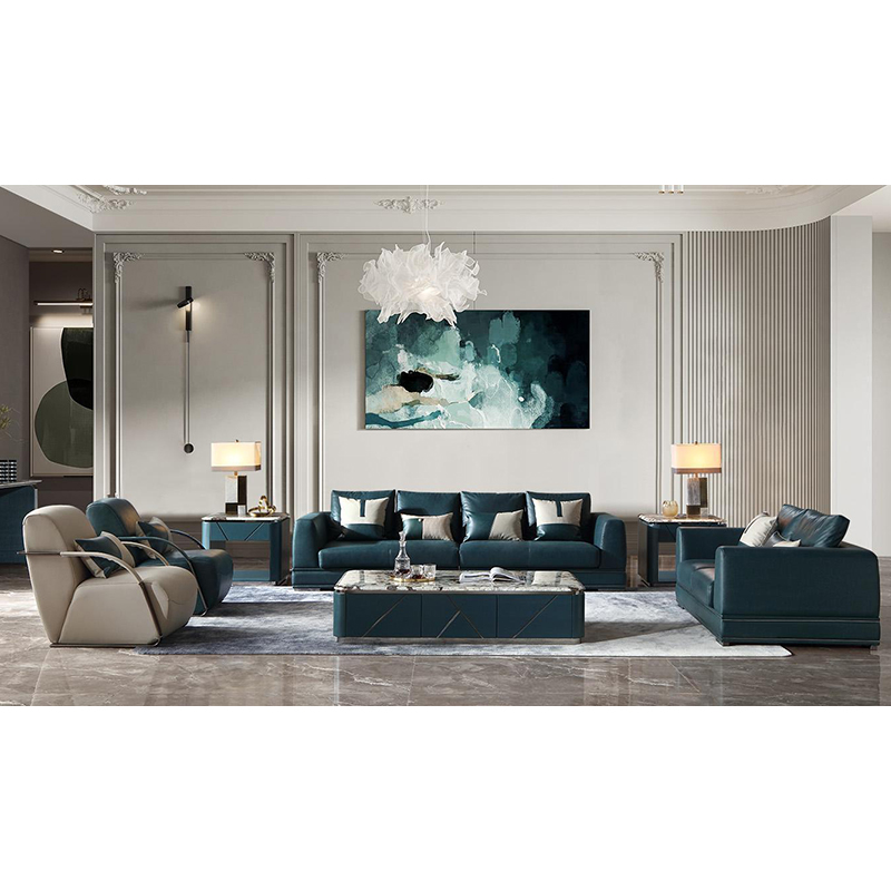 Spacious living room with multi-seater sofas, comfortable and stylish