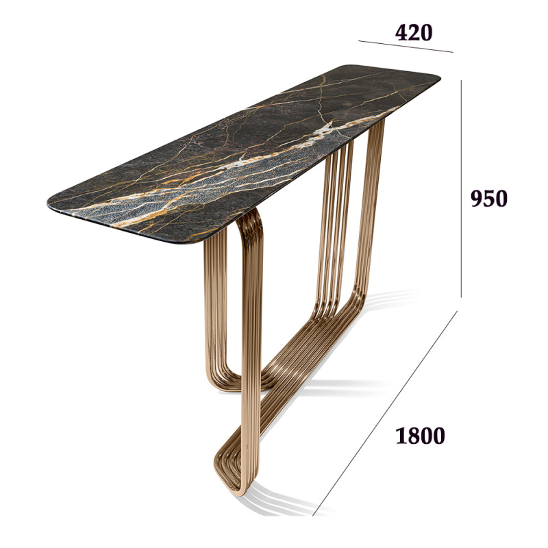 Ekar Marble Top Console Table with Metallic Legs