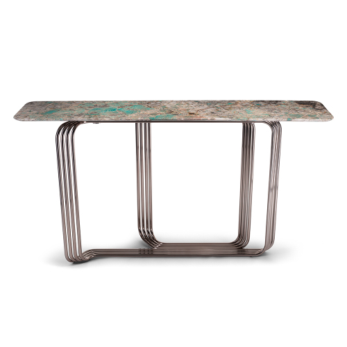 Ekar Marble Top Console Table with Metallic Legs