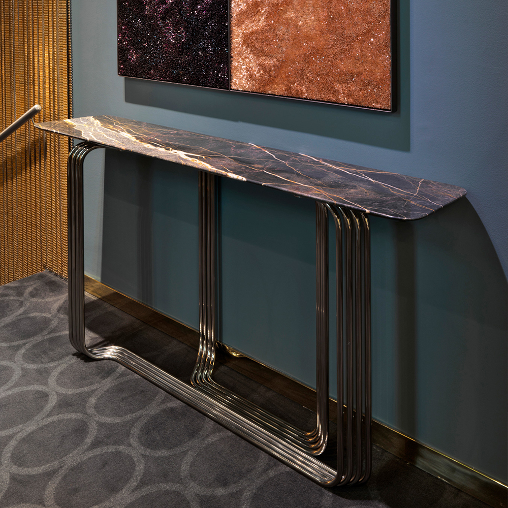 Ekar Marble Top Console Table with Metallic Legs