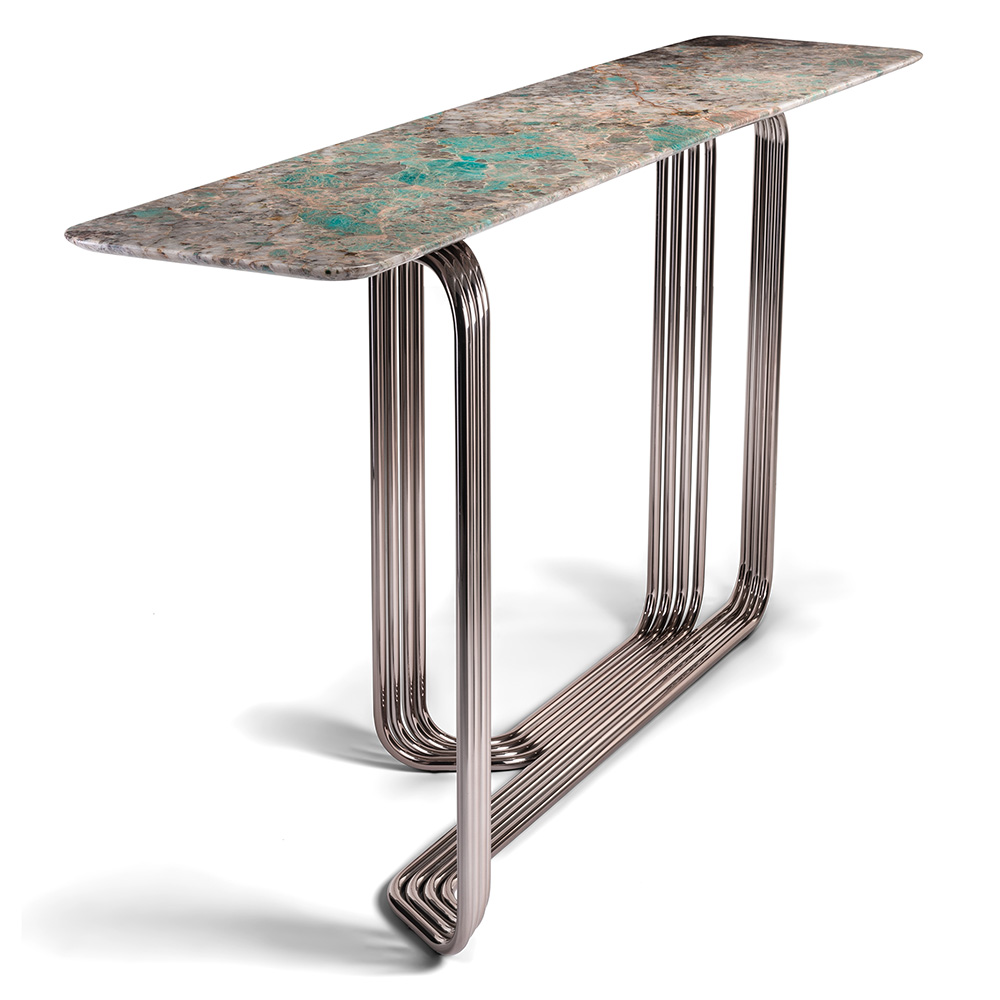 Ekar Marble Top Console Table with Metallic Legs