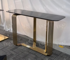 Ekar Marble Top Console Table with Metallic Legs