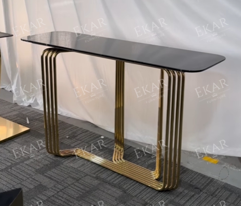 Ekar Marble Top Console Table with Metallic Legs