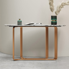 Ekar Marble Top Console Table with Metallic Legs