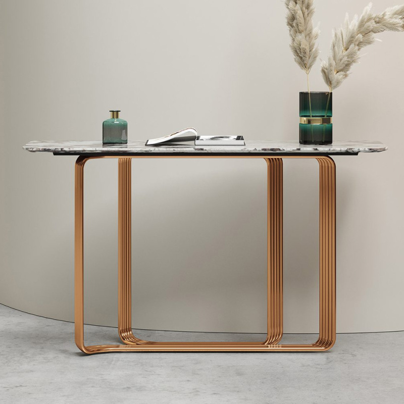 Ekar Marble Top Console Table with Metallic Legs