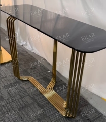 Ekar Marble Top Console Table with Metallic Legs