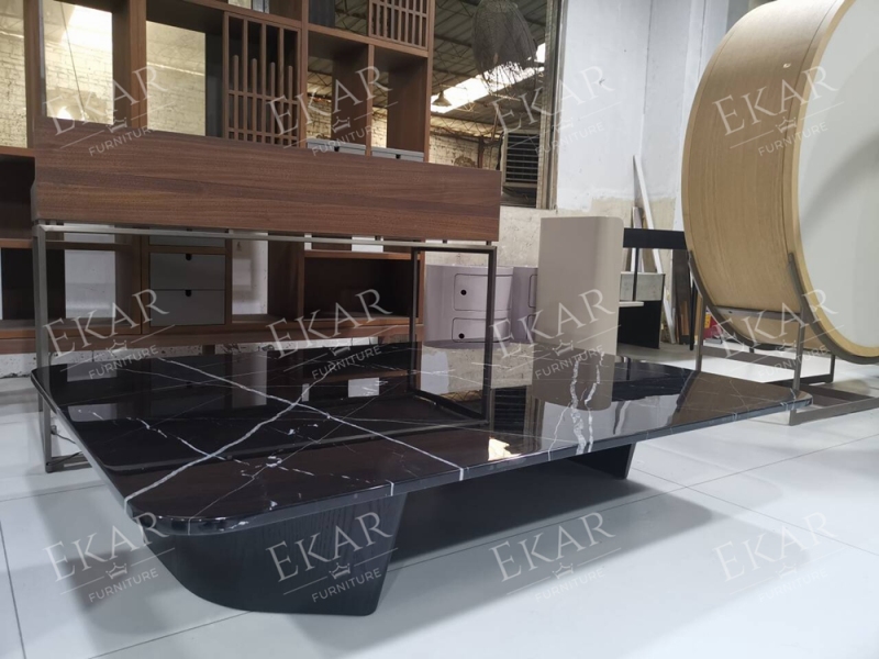 Irregular Wood Veneer Coffee Table - Unique Natural Beauty for Your Living Space
