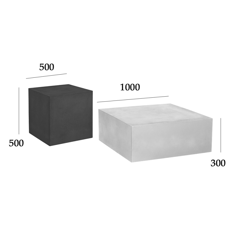 Modern rectangular and square cement coffee table set for both outdoor and indoor use