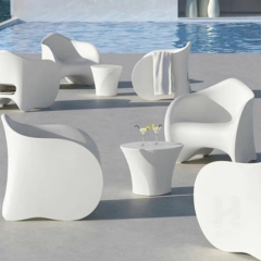Creative outdoor corner coffee table with unique artistic shape