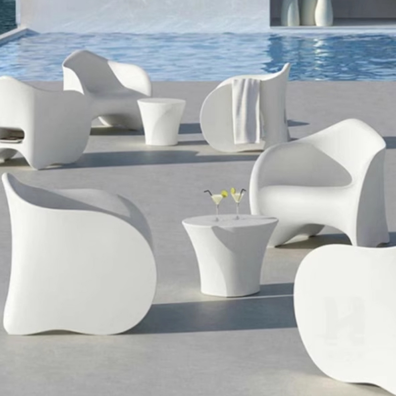 Creative outdoor corner coffee table with unique artistic shape