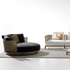 Waterproof Fabric Outdoor Sofa with Metal Legs and Wicker Design