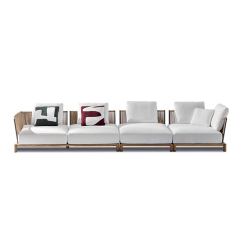 Waterproof Fabric Outdoor Sofa with Metal Legs and Wicker Design
