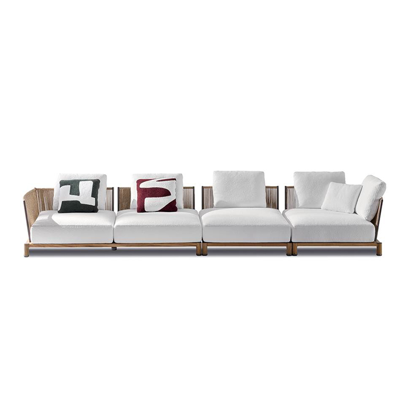 Waterproof Fabric Outdoor Sofa with Metal Legs and Wicker Design