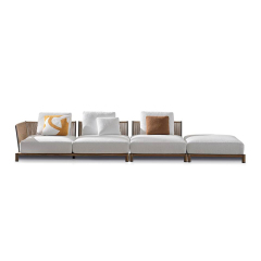 Waterproof Fabric Outdoor Sofa with Metal Legs and Wicker Design