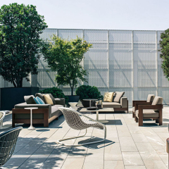 Waterproof Fabric and Wood Outdoor Sofa