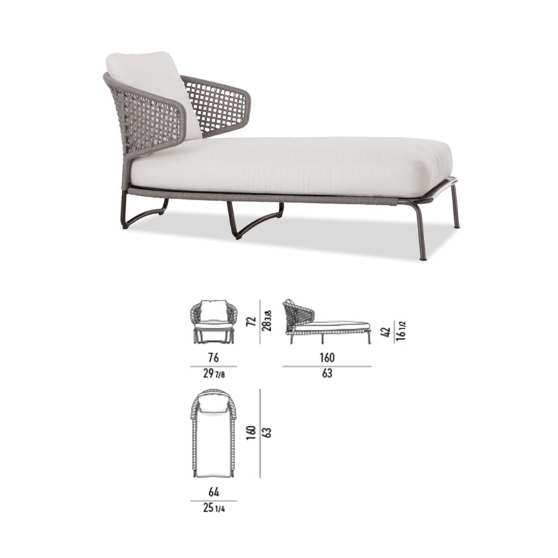 Waterproof Fabric Outdoor Chaise Lounge with Metal Legs