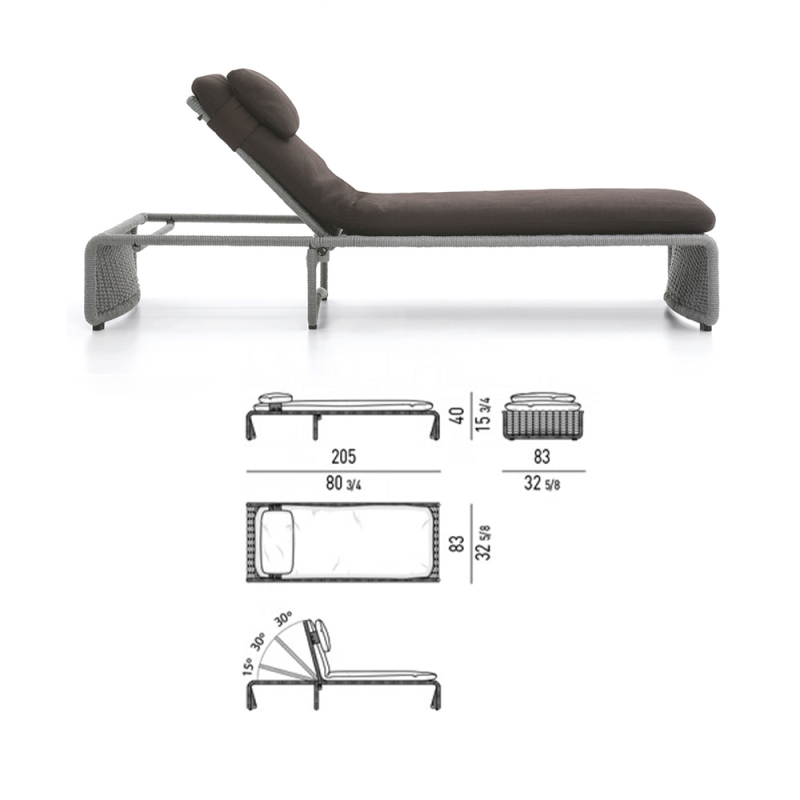 Adjustable Waterproof Outdoor Recliner with Metal Legs
