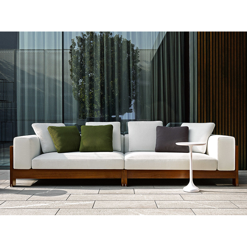 Waterproof Fabric and Wood Outdoor Sofa