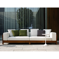 Waterproof Fabric and Wood Outdoor Sofa