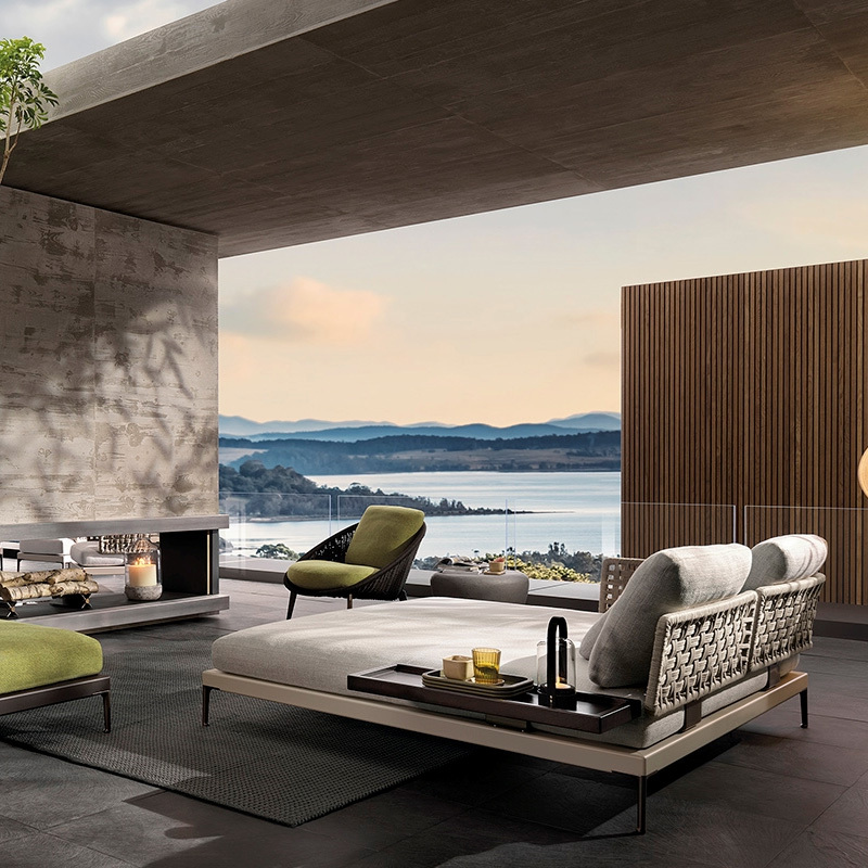 Waterproof Fabric Outdoor Sofa with Metal Legs