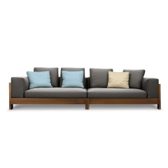 Waterproof Fabric and Wood Outdoor Sofa