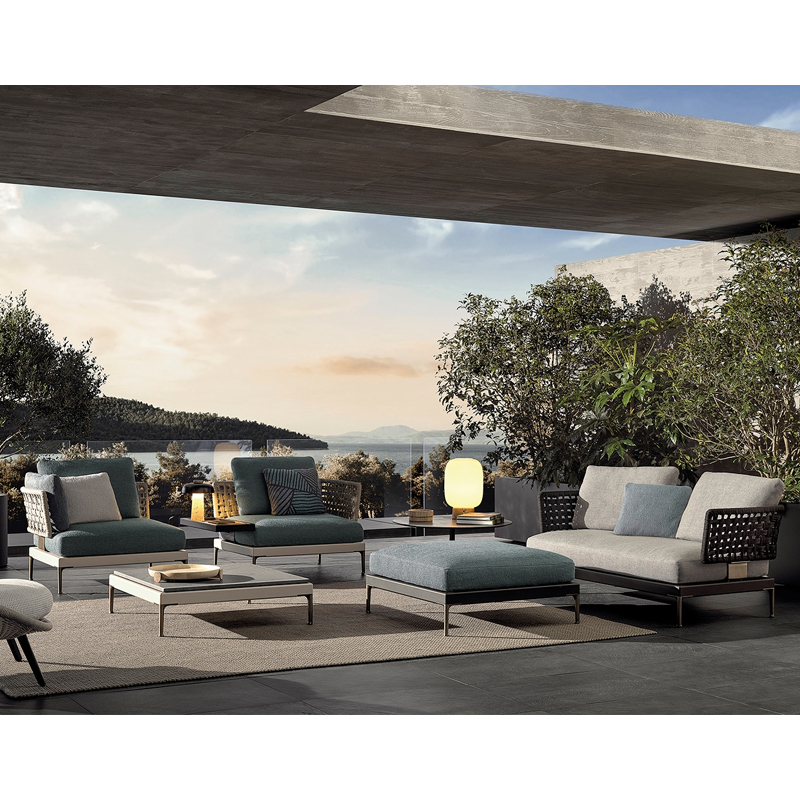 Waterproof Fabric Outdoor Sofa with Metal Legs