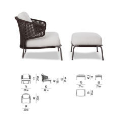 Waterproof Outdoor Lounge Chair with Ottoman