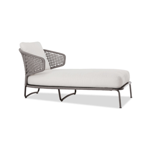 Waterproof Fabric Outdoor Chaise Lounge with Metal Legs