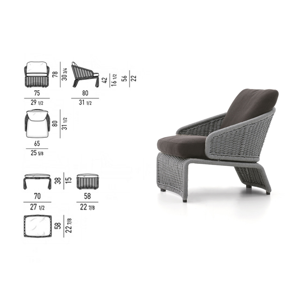 Elegant Outdoor Rattan Lounge Chair with Ottoman