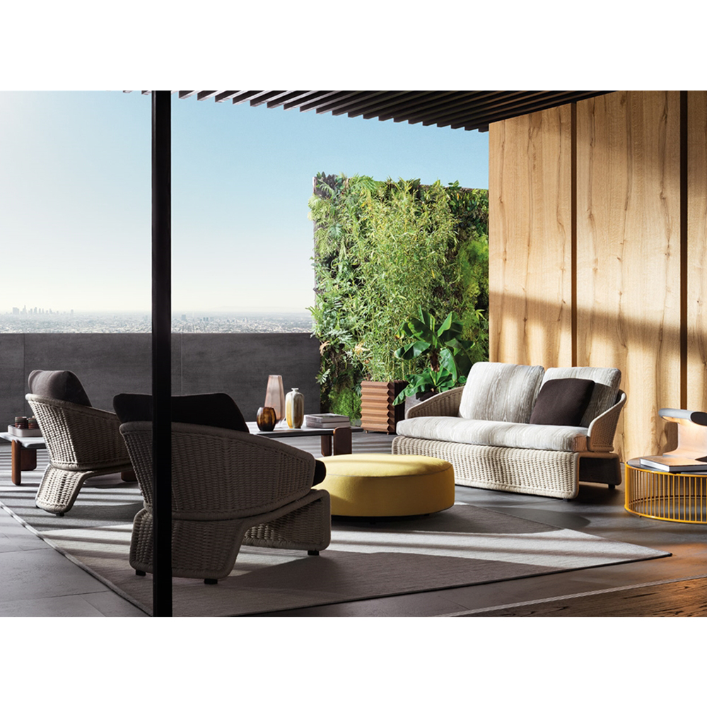 Elegant Outdoor Rattan Lounge Chair with Ottoman