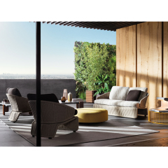 Elegant Outdoor Rattan Lounge Chair with Ottoman