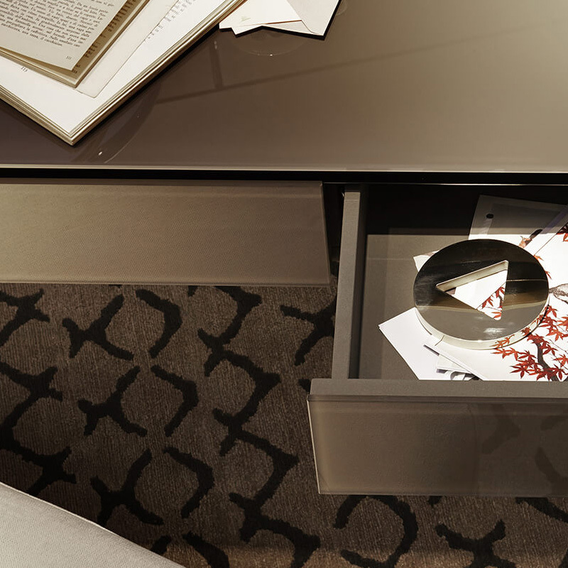 Modern Leather Vanity Table with Mirror