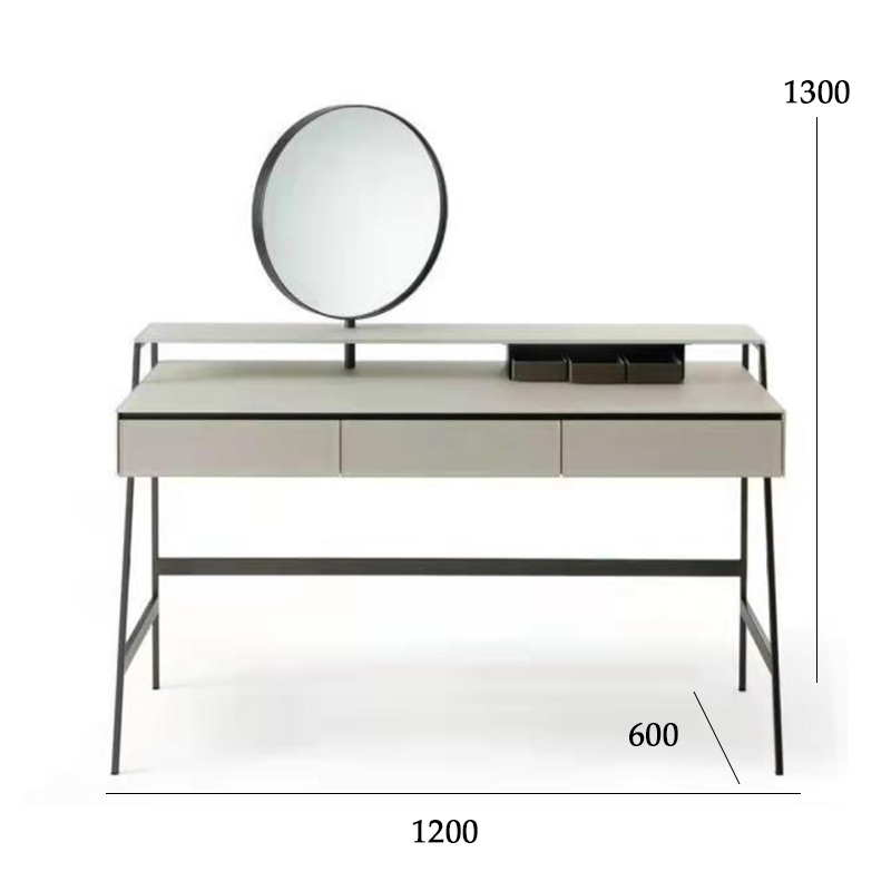 Modern Leather Vanity Table with Mirror