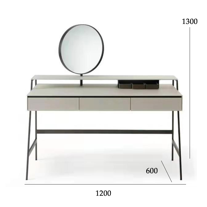 Modern Leather Vanity Table with Mirror