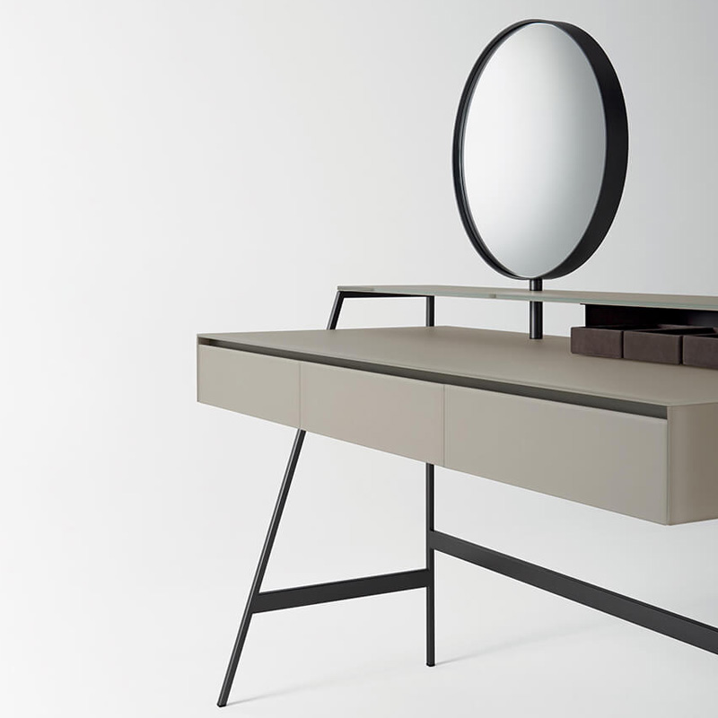 Modern Leather Vanity Table with Mirror