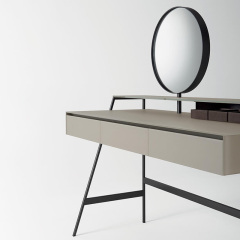 Modern Leather Vanity Table with Mirror